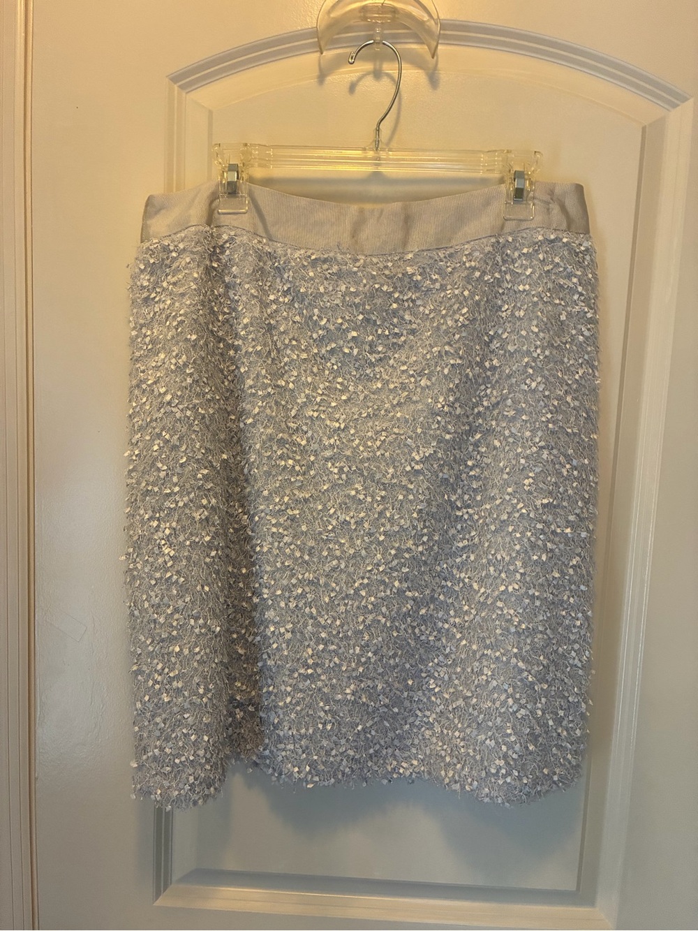 J. McLaughlin silver grey Bouclé A-Line Skirt